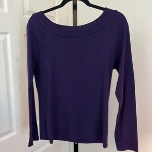 No Brand Off Shoulder 100% cotton Jersey Purple Knit Top Size Medium
